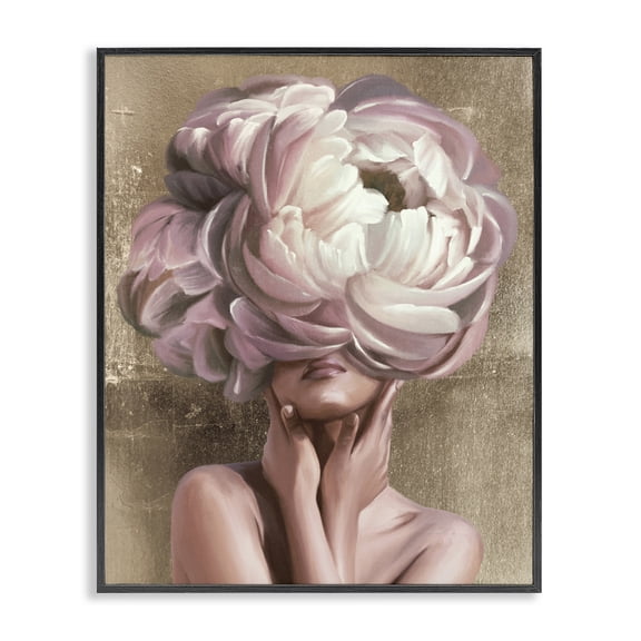 Stupell Industries Woman With Blooming Petals Black Framed Giclee Art design by Anna Lischenko, 20 x 16