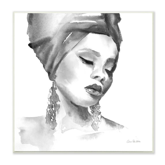 Stupell Industries Woman With Headwrap Soft Watercolor Portrait Painting, 12 x 12, Design by Aimee Del Valle