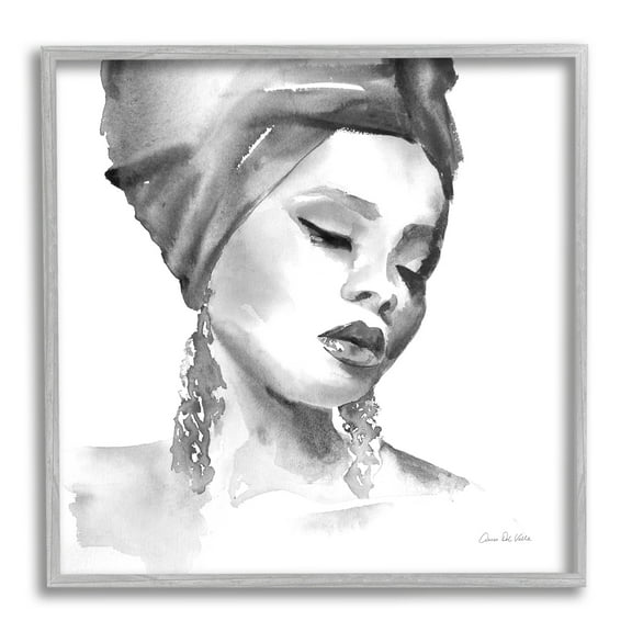 Stupell Industries Woman With Headwrap Soft Watercolor Portrait Painting, 12 x 12, Design by Aimee Del Valle