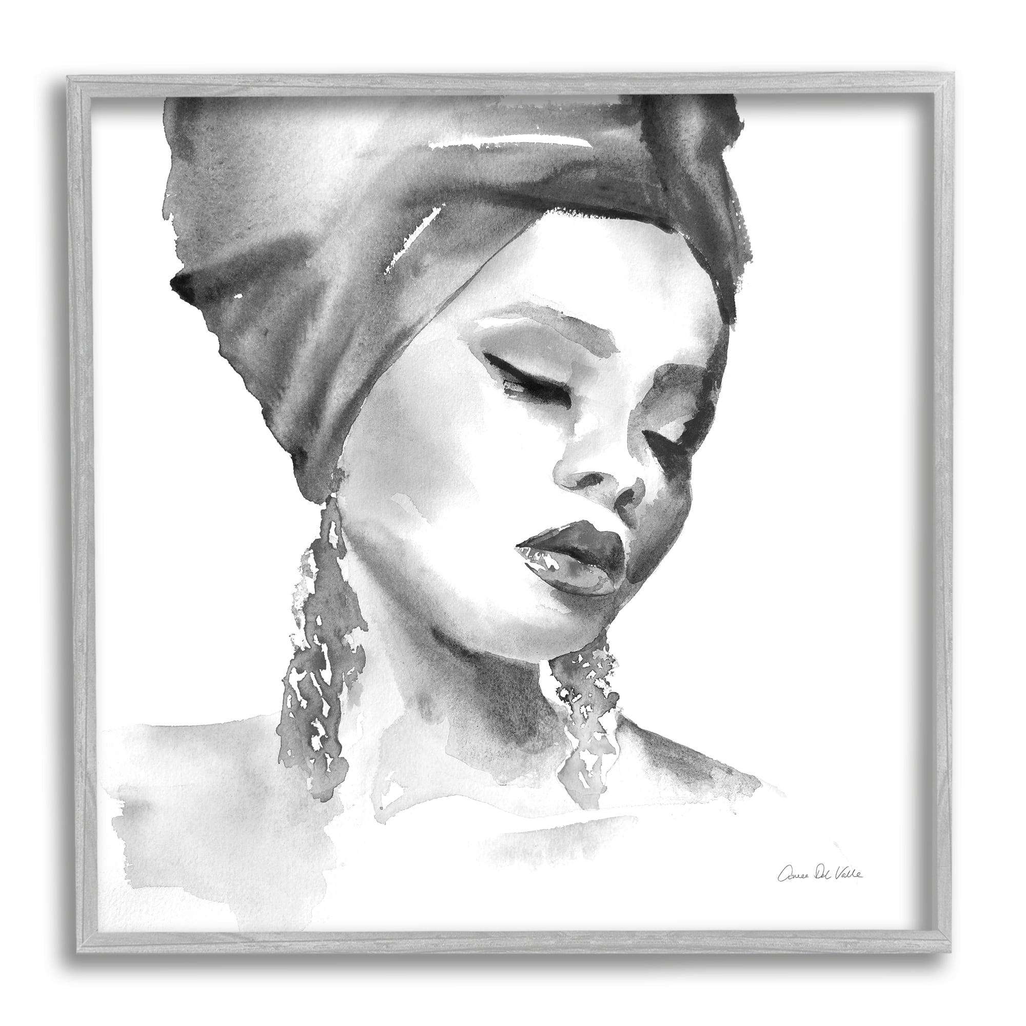 Stupell Industries Woman With Headwrap Soft Watercolor Portrait Painting, 17 x 17, Design by Aimee Del Valle