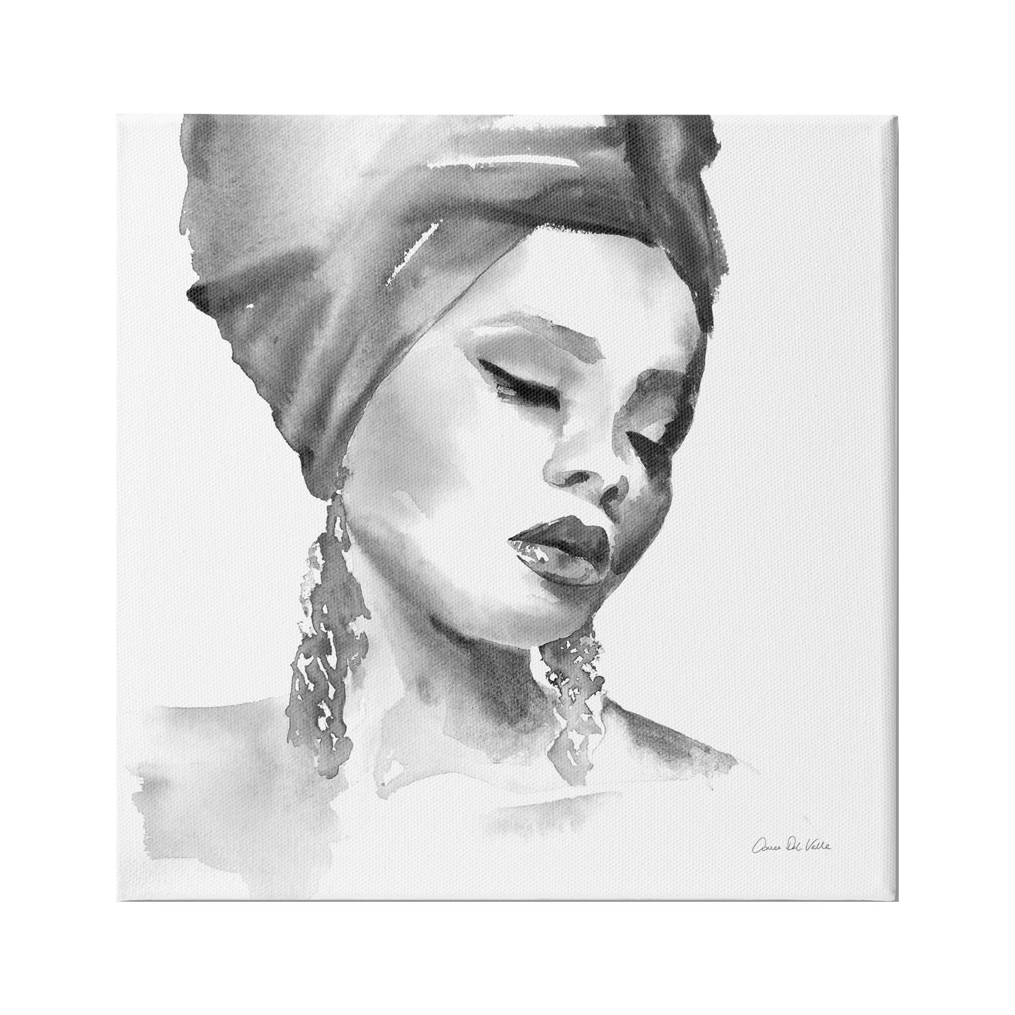 Stupell Industries Woman With Headwrap Soft Watercolor Portrait Painting, 36 x 36, Design by Aimee Del Valle