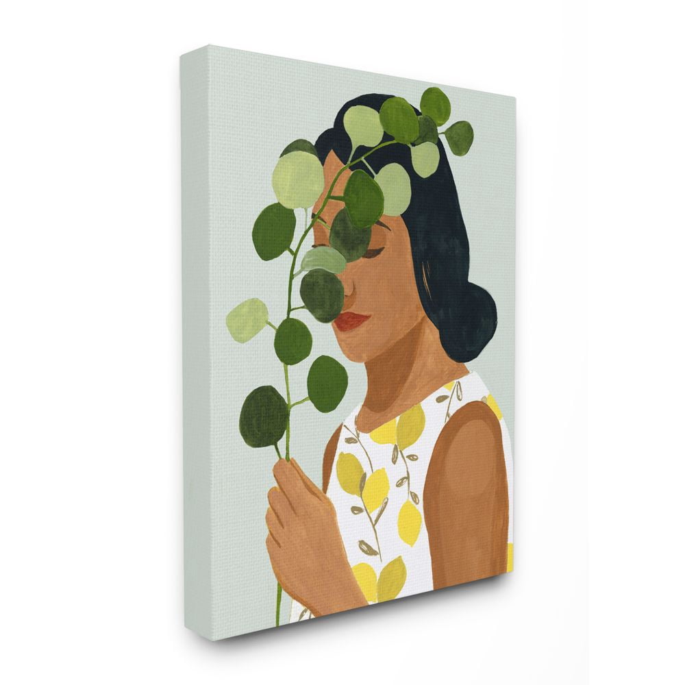 Stupell Industries Woman With Plant Green Fashion Modern Painting Super Canvas Wall Art by Victoria Borges