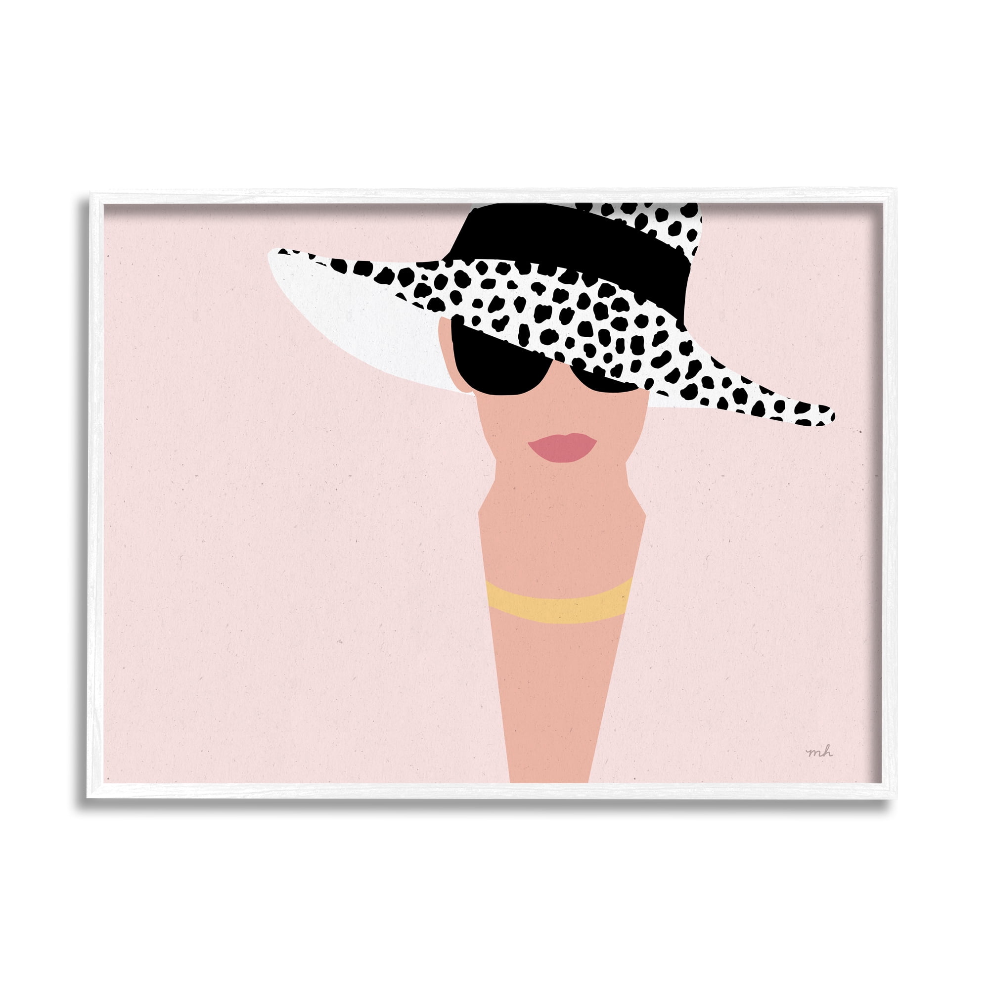 Stupell Industries Woman With Spotted Sun Hat Minimal Modern Portrait, 14 x 11, Design by Moira Hershey