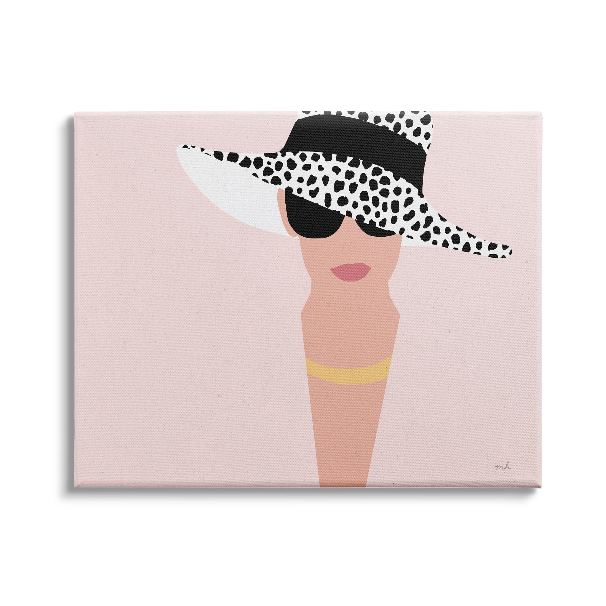 Stupell Industries Woman With Spotted Sun Hat Minimal Modern Portrait, 20 x 16, Design by Moira Hershey