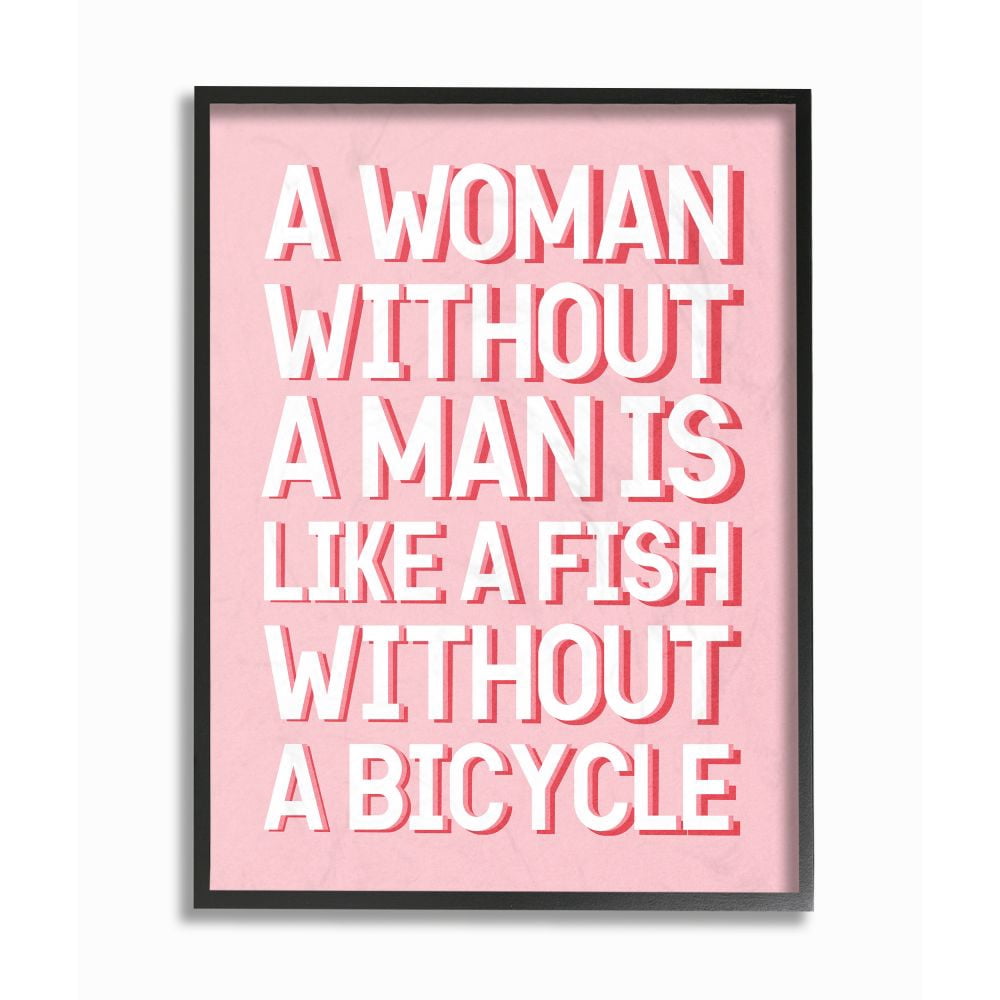 Stupell Industries Woman Without Man Funny Word Fashion Modern Pink Design Framed Giclee Texturized Art by Daphne Polselli