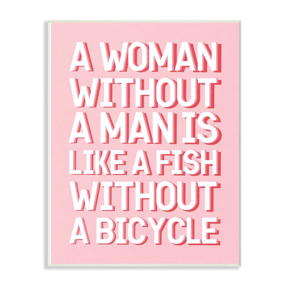 Stupell Industries Woman Without Man Funny Word Fashion Modern Pink Design Wall Plaque Art by Daphne Polselli