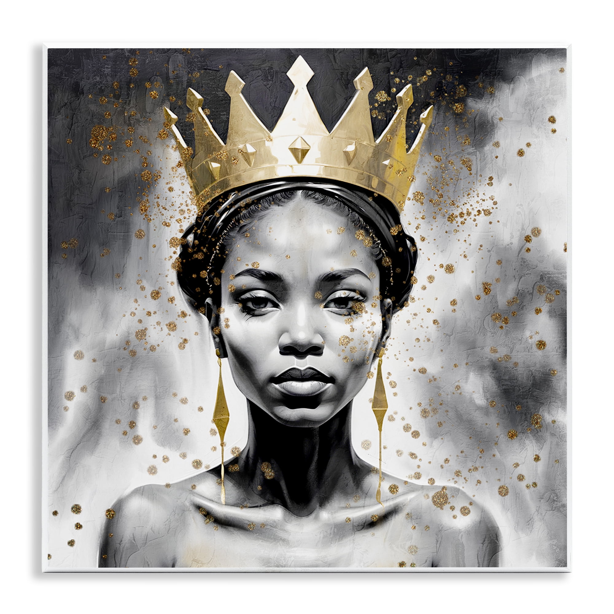 Stupell Industries Woman in Crown Gazing People Painting Unframed Art Print Wall Art, 12 x 12