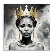 Stupell Industries Woman in Crown Gazing People Painting Unframed Art Print Wall Art, 12 x 12