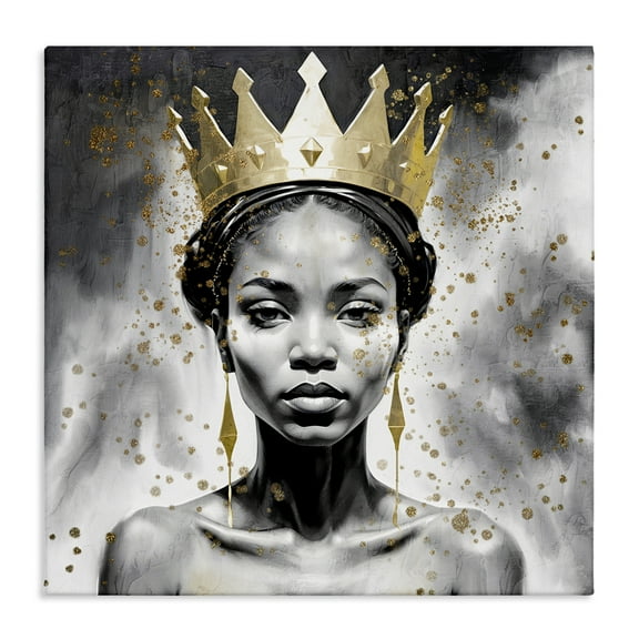 Stupell Industries Woman in Crown Gazing People Painting Wrapped Canvas Art Print Wall Art, 17 x 17