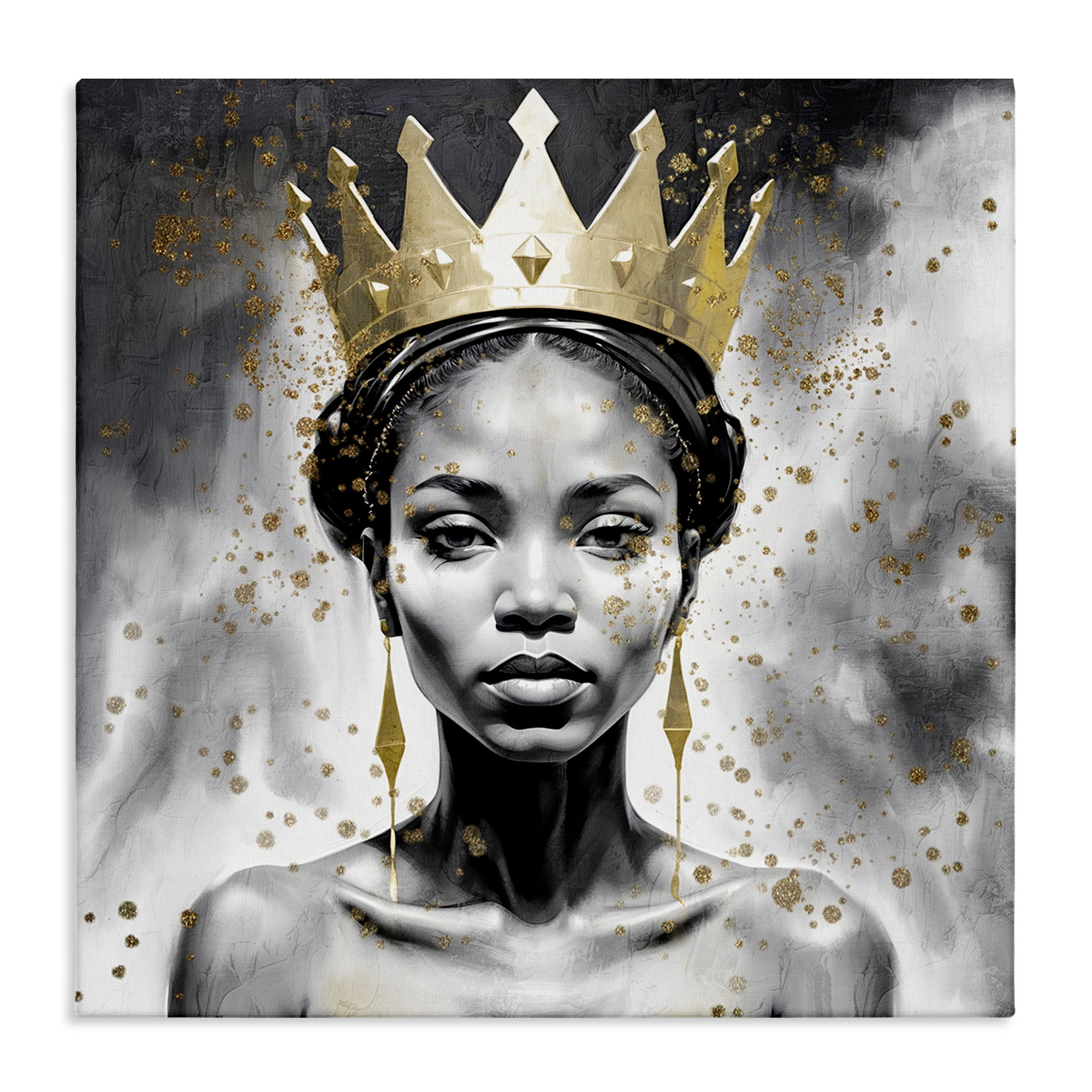 Stupell Industries Woman in Crown Gazing People Painting Wrapped Canvas Art Print Wall Art, 36 x 36