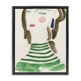 thumbnail image 1 of Stupell Industries Woman in Green Stripes People Painting Black Floater Framed Canvas Art Print Wall Art, 25 x 31, 1 of 10