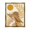 thumbnail image 1 of Stupell Industries Woman in Hat Warm Yellow Cutout Leaf Shapes Graphic Art Metallic Gold Floating Framed Canvas Print Wall Art, Design by Birch&Ink, 1 of 6