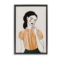 thumbnail image 1 of Stupell Industries Modern Woman in Orange Blouse Black Floating Frame Canvas Art, 17 x 25, by Omar Escalante, 1 of 8