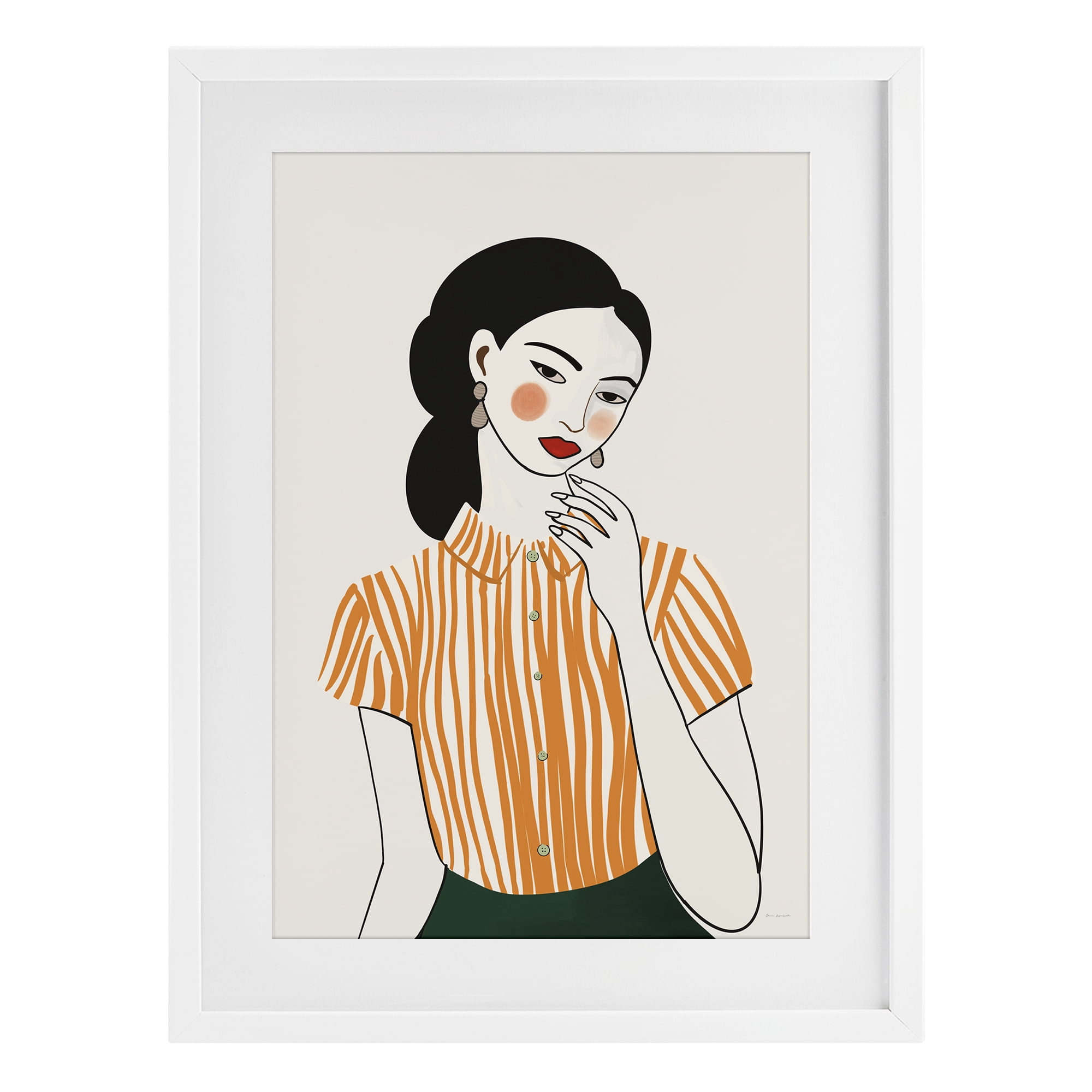 Stupell Industries Woman in Orange Blouse White Framed Print Under Glass, design by Omar Escalante