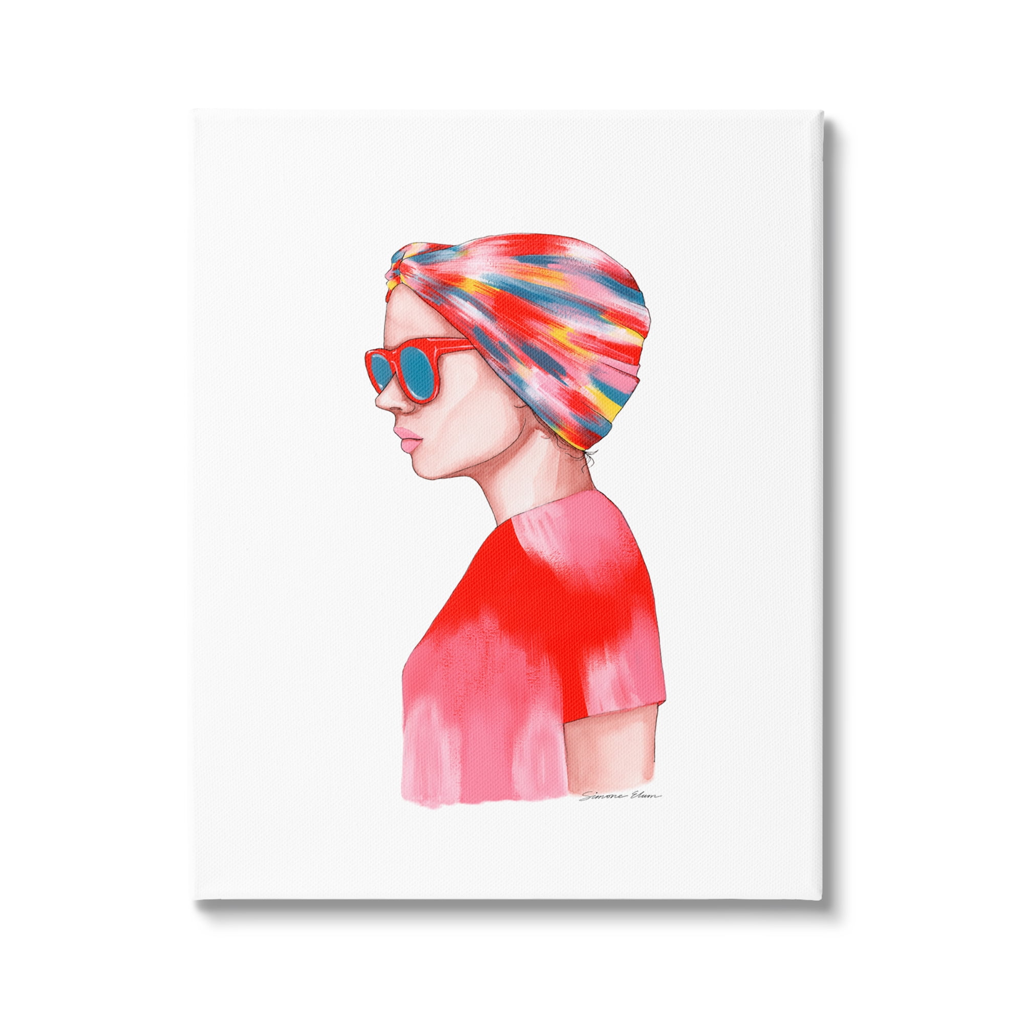 Stupell Industries Woman in Red Headwrap Beauty & Fashion Painting Gallery Wrapped Canvas Print Wall Art, 36 x 48