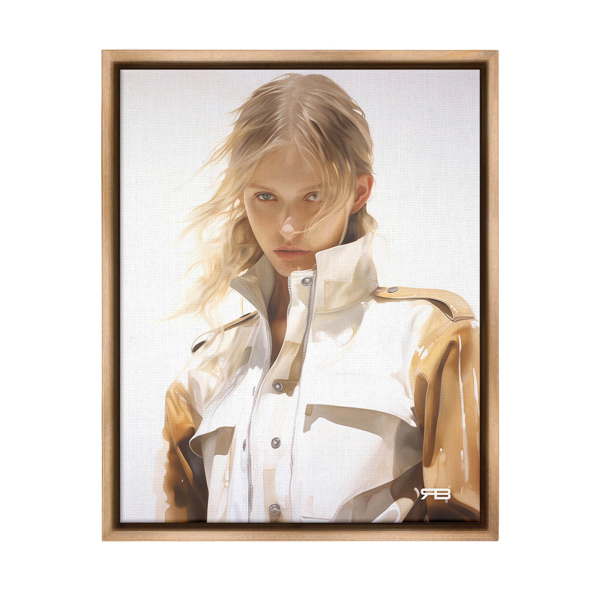 Stupell Industries Woman in Riding Jacket Beauty & Fashion Painting Brown Floater Framed Canvas Art Print Wall Art, 25 x 31