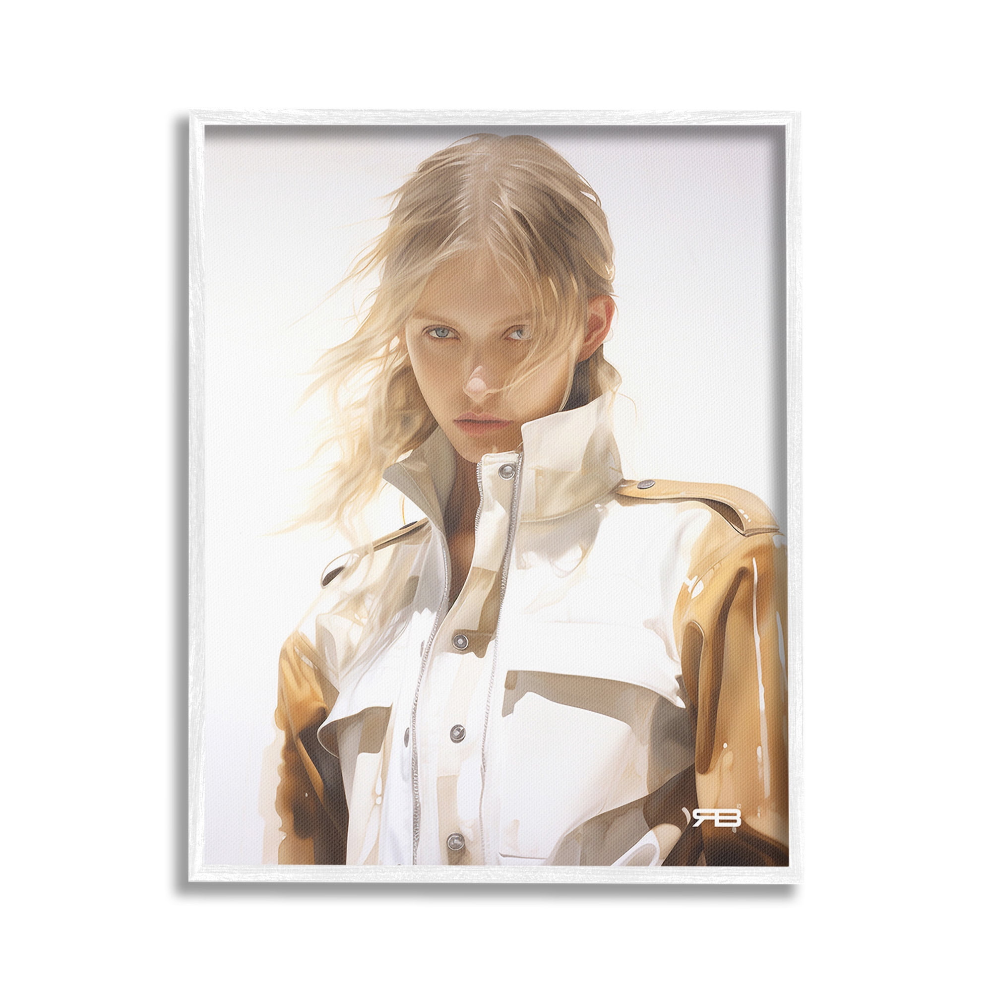 Stupell Industries Woman in Riding Jacket Beauty & Fashion Painting White Framed Art Print Wall Art, 16 x 20