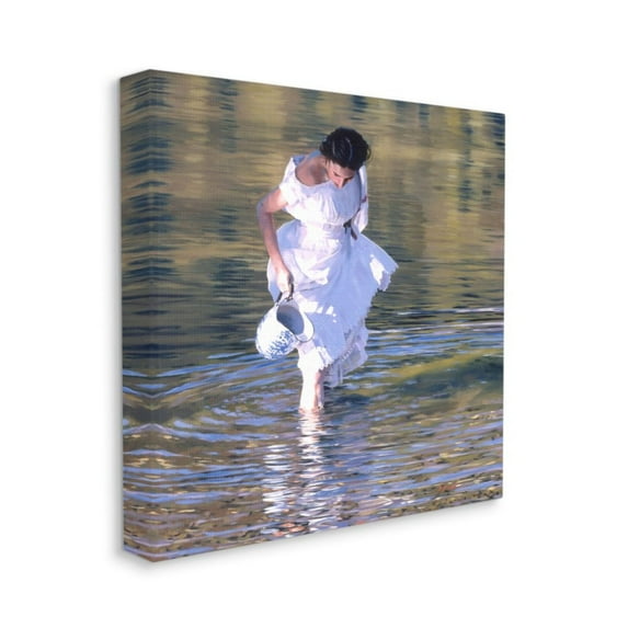 Stupell Industries Woman in Stream Country Pitcher Realistic Painting Design by Heide Presse, 30" x 30"