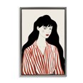 thumbnail image 1 of Stupell Industries Modern Woman in Striped Blouse Gray Floating Frame Canvas Art, 21 x 31, by Omar Escalante, 1 of 8