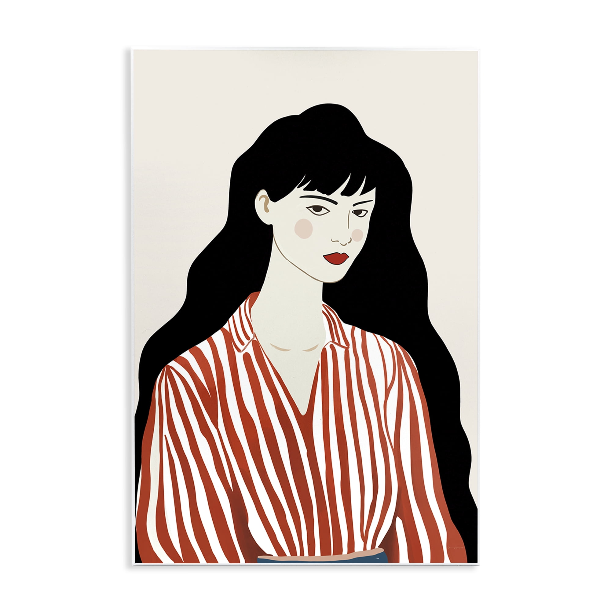 Stupell Industries Woman in Striped Blouse Wall Plaque Art, design by Omar Escalante