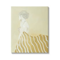 Stupell Industries Woman in Stripes Painting Beauty & Fashion Painting Gallery Wrapped Canvas Print Wall Art, 16 x 20