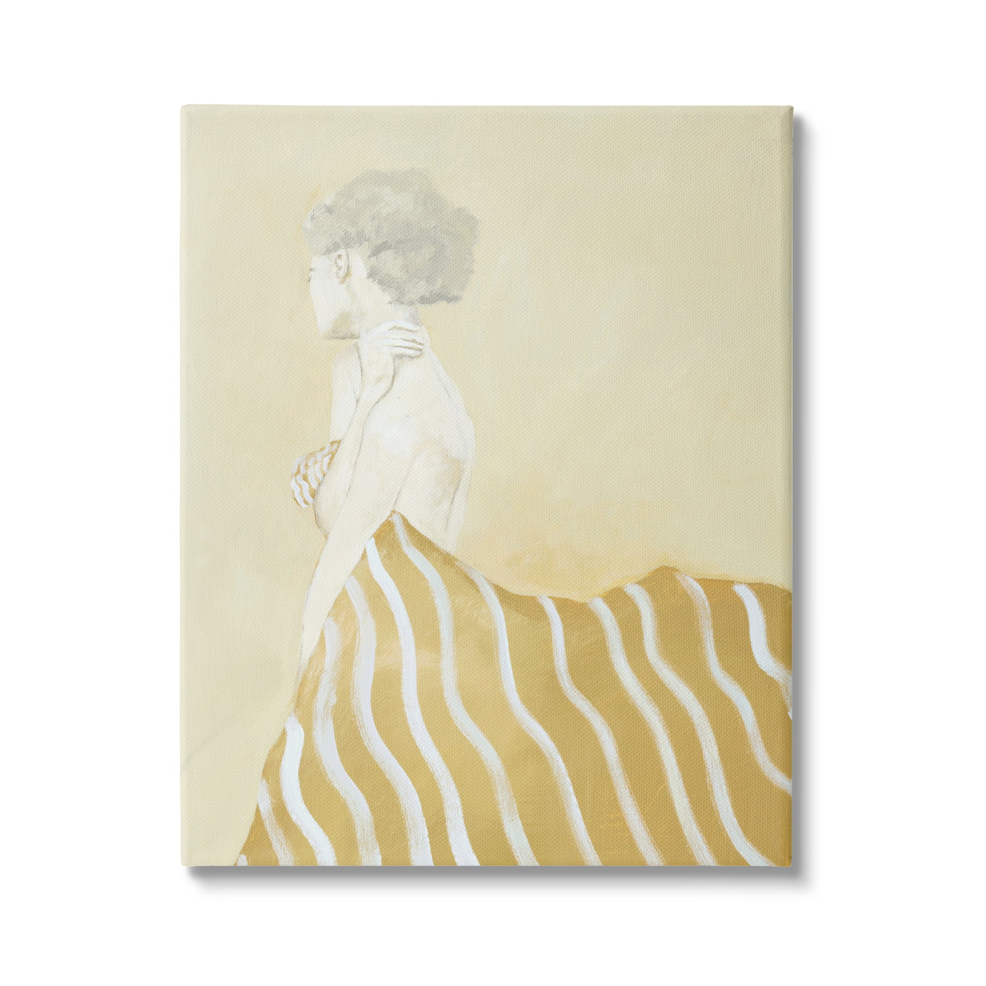 Stupell Industries Woman in Stripes Painting Beauty & Fashion Painting Gallery Wrapped Canvas Print Wall Art, 24 x 30