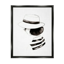 Stupell Industries Woman in Sun Hat Beauty & Fashion Painting Black Floater Framed Art Print Wall Art, 17 x 21