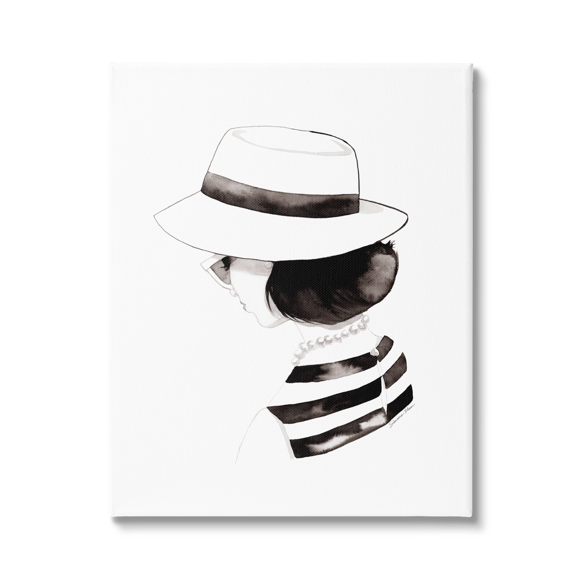 Stupell Industries Woman in Sun Hat Beauty & Fashion Painting Gallery Wrapped Canvas Print Wall Art, 24 x 30