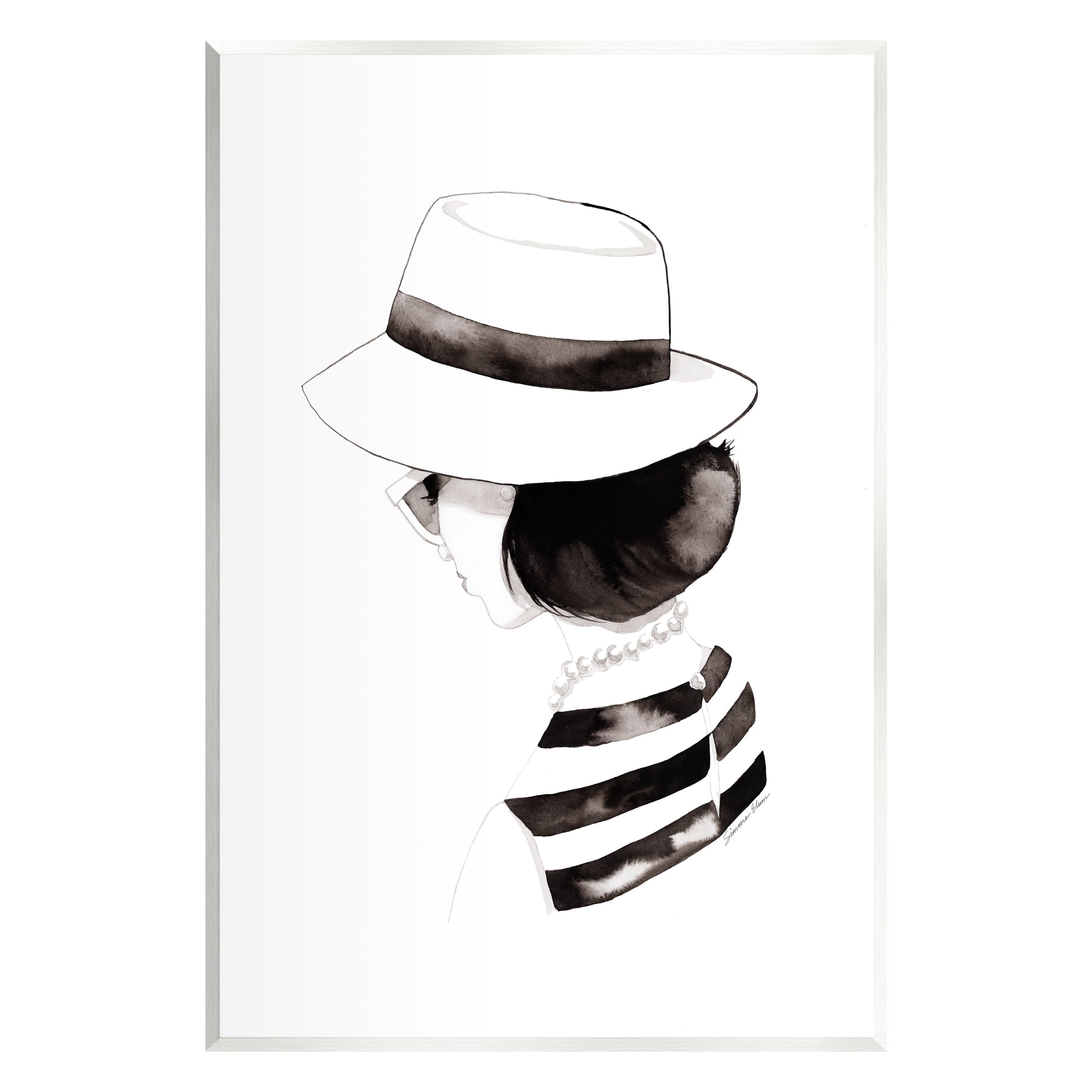Stupell Industries Woman in Sun Hat Beauty & Fashion Painting Unframed Art Print Wall Art, 13 x 19