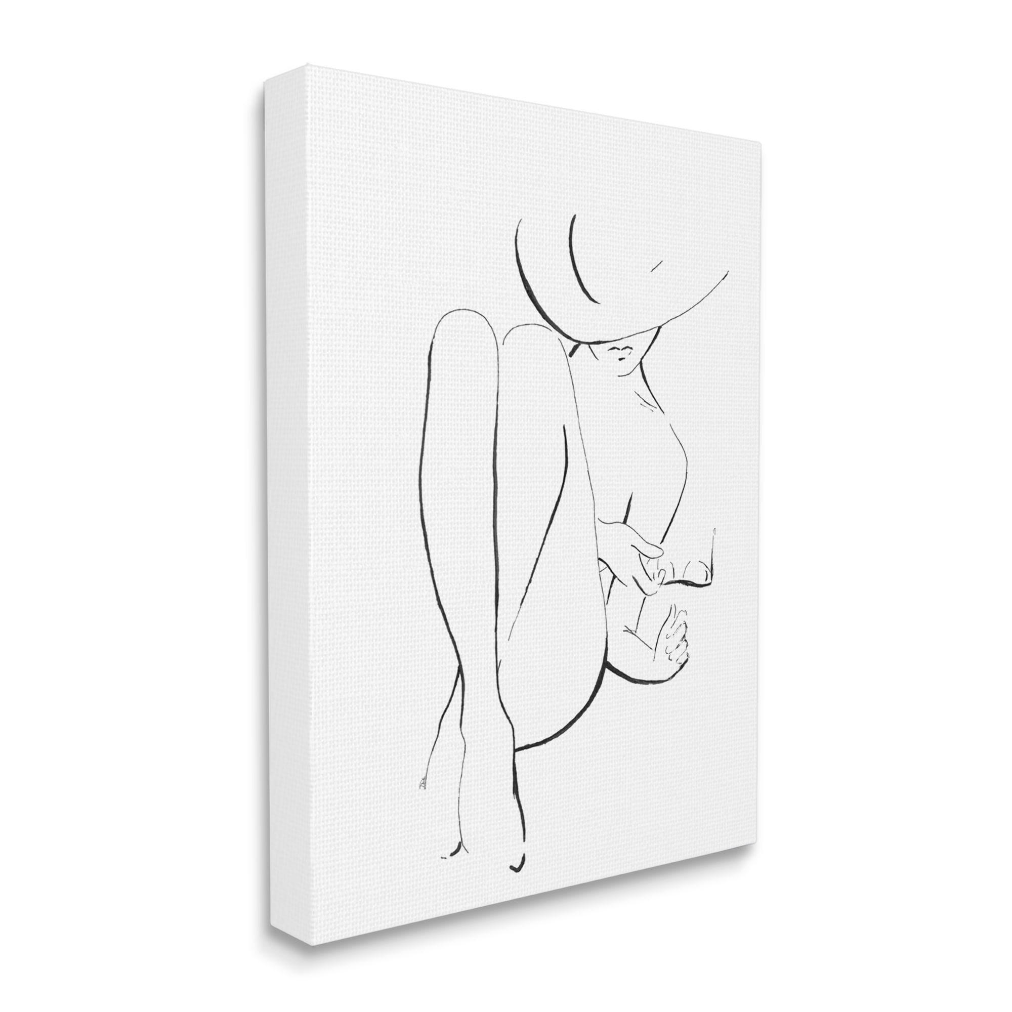 Stupell Industries Woman in Sun Hat Minimal Line Drawing,36 x 48,Designed by Patricia Pinto