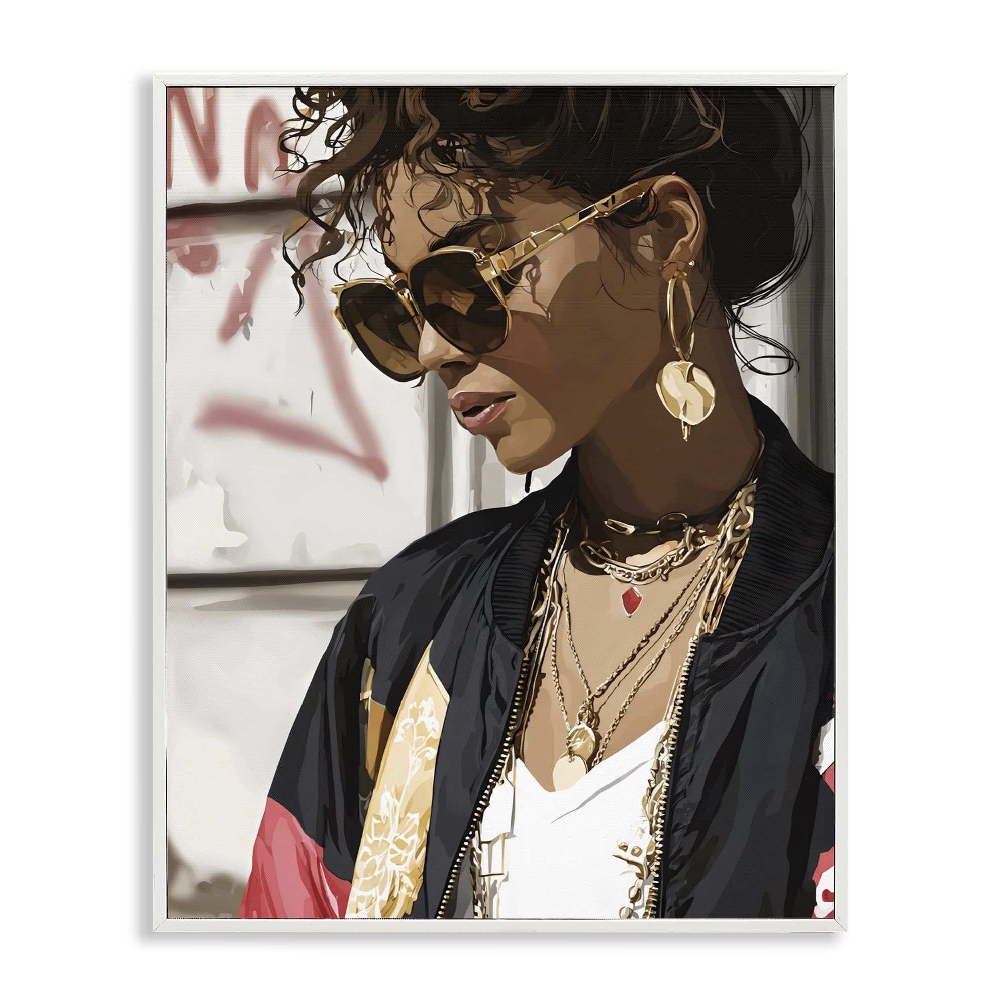 Stupell Industries Woman in Sunglasses With Jewelry White Framed Giclee Art, design by Franklyn Gregory