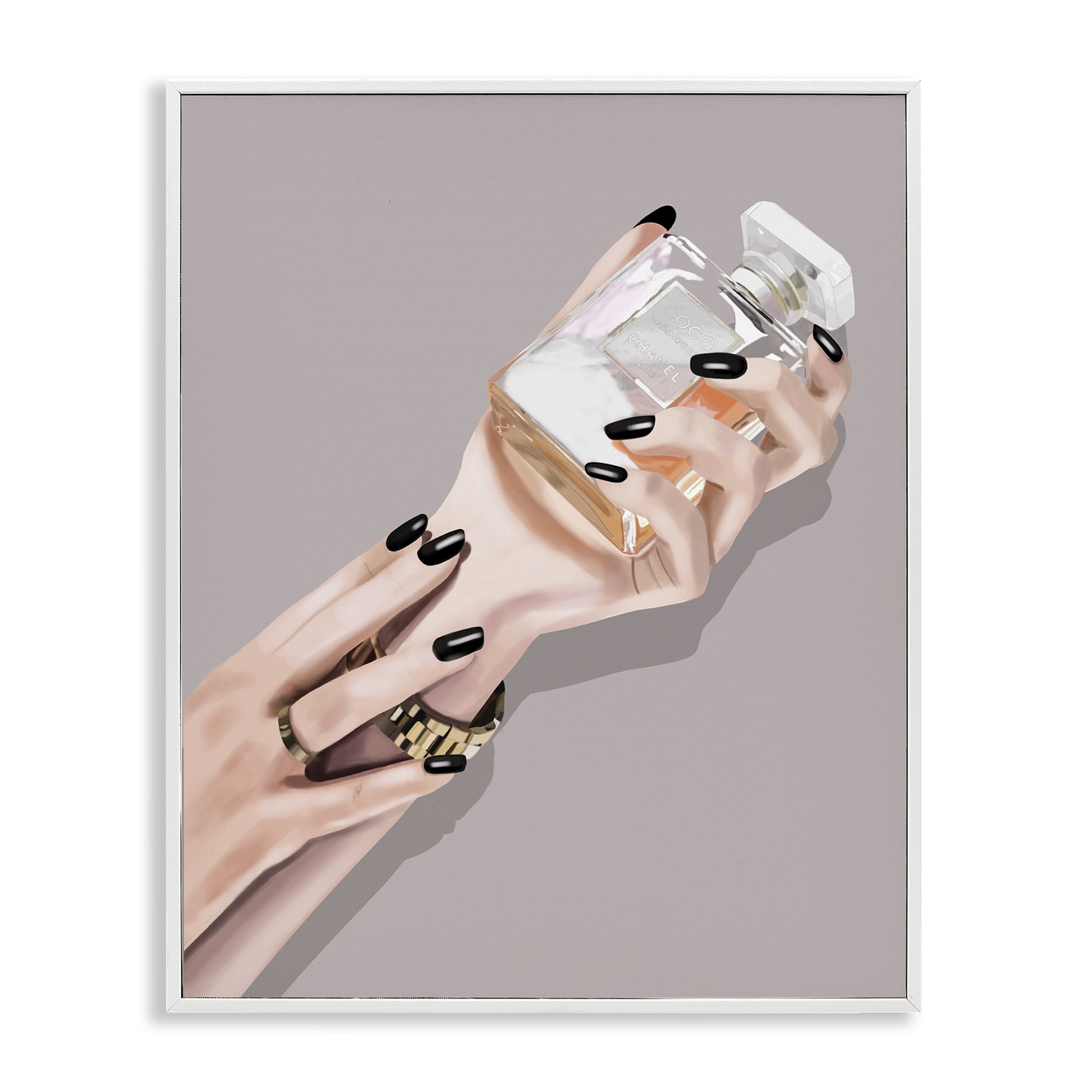 Stupell Industries Woman with Black Nail Polish People Painting White Framed Art Print Wall Art, 16 x 20