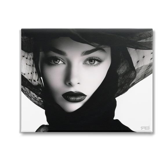 Stupell Industries Woman with Black Veil Beauty & Fashion Painting Gallery Wrapped Canvas Art Print Wall Art, 20 x 16