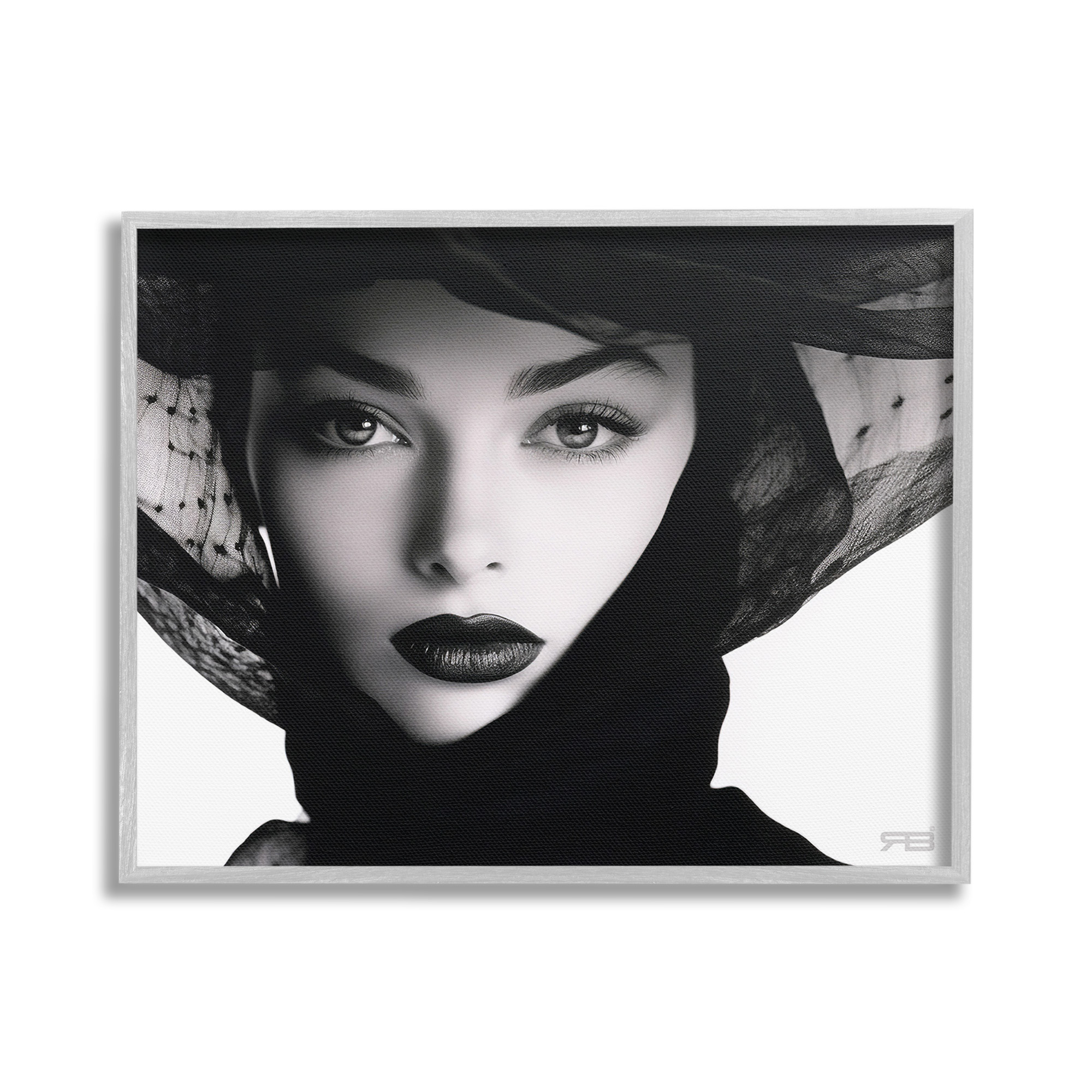 Stupell Industries Woman with Black Veil Beauty & Fashion Painting Gray Framed Art Print Wall Art, 30 x 24