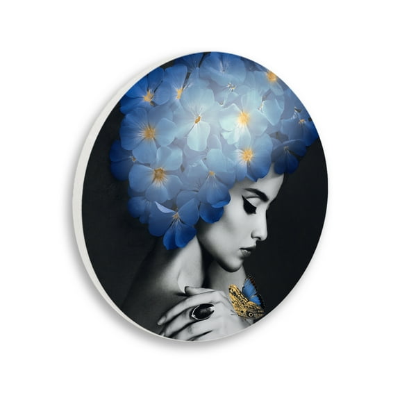 Stupell Industries Woman with Blue Florals People Painting Unframed Art Print Wall Art, 12 x 12