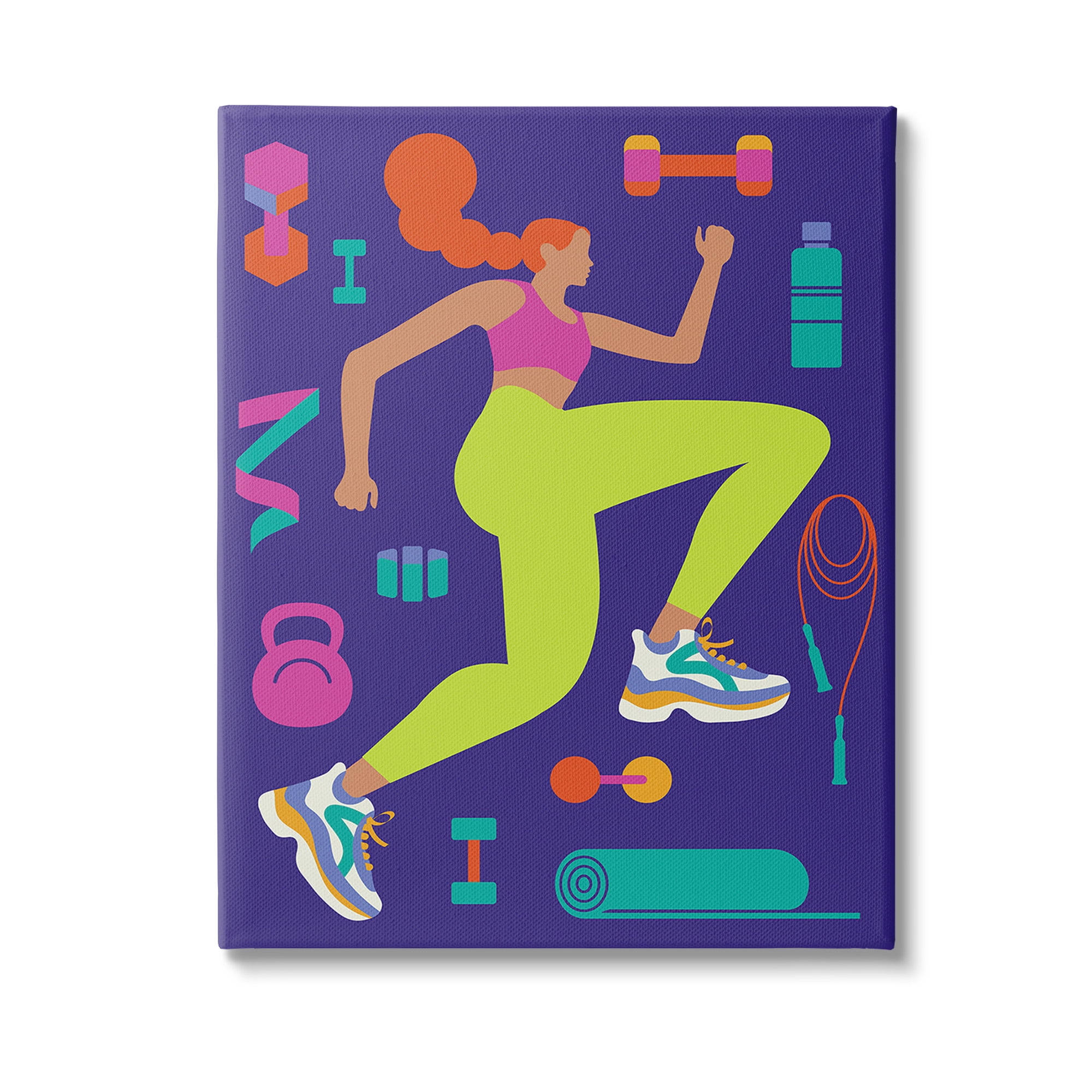 Stupell Industries Woman with Fitness Weights Sports Painting Gallery Wrapped Canvas Art Print Wall Art, 36 x 48
