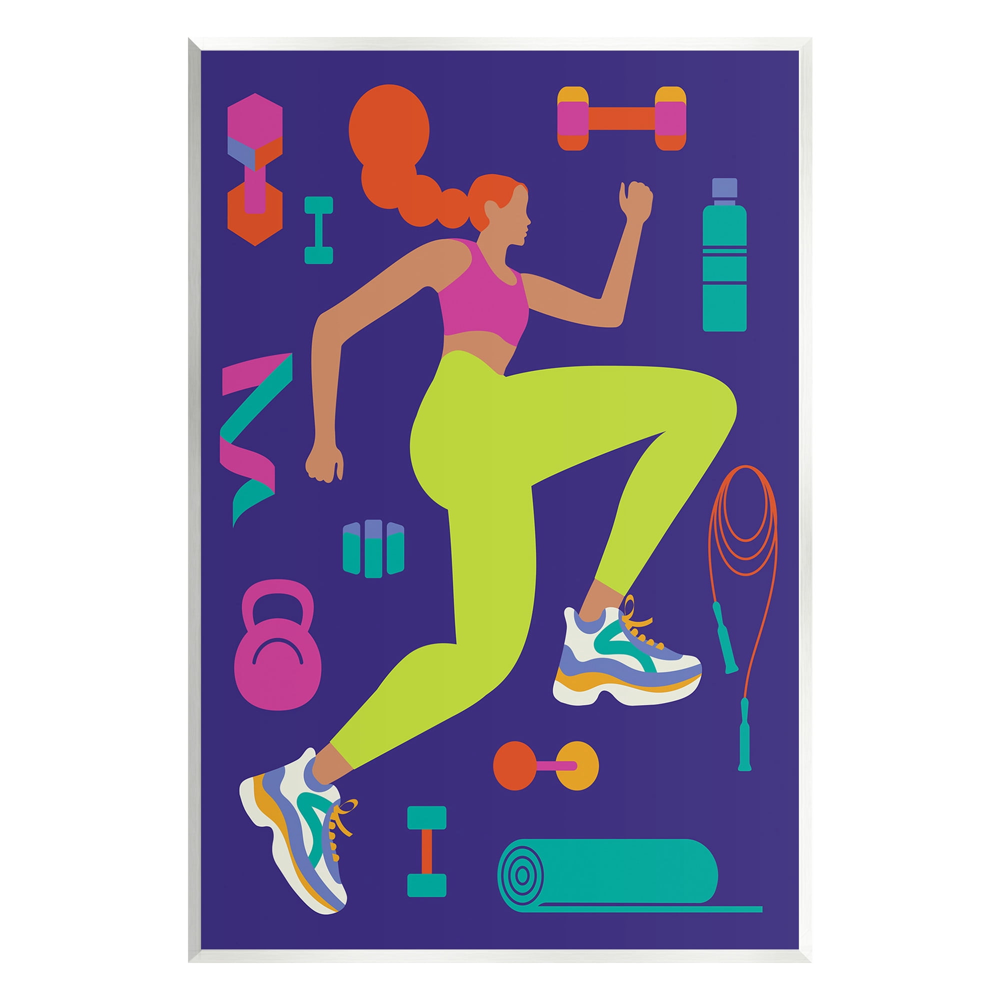 Stupell Industries Woman with Fitness Weights Sports Painting Unframed Art Print Wall Art, 13 x 19