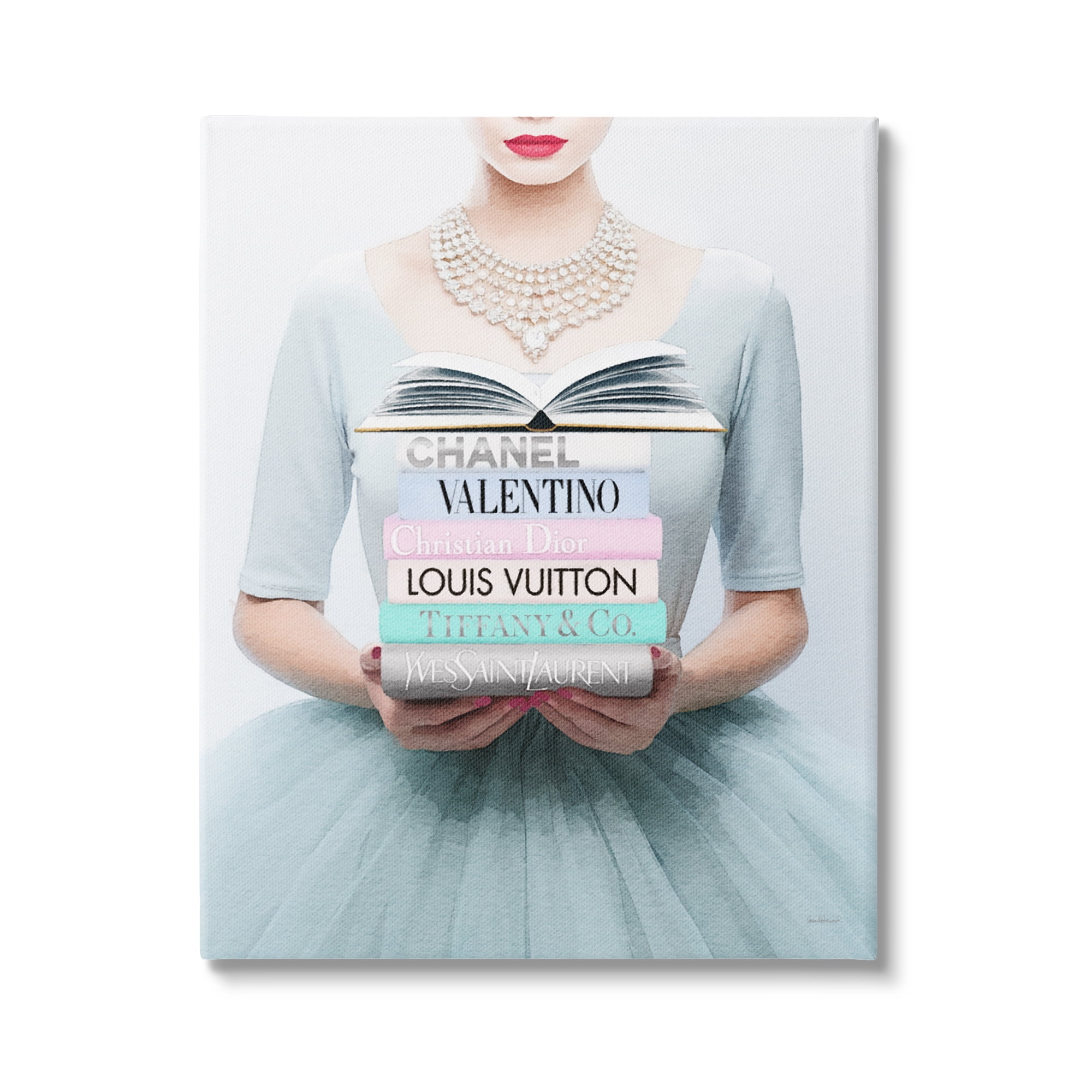Stupell Industries Woman with Glam Books Beauty & Fashion Painting Gallery Wrapped Canvas Art Print Wall Art, 30 x 40