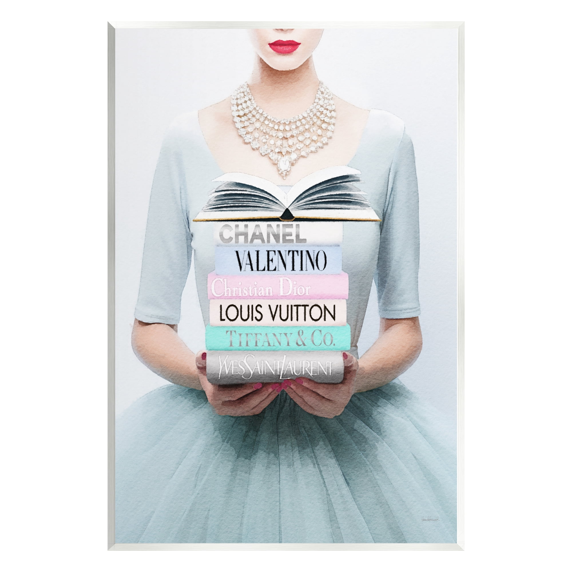 Stupell Industries Woman with Glam Books Beauty & Fashion Painting Unframed Art Print Wall Art, 10 x 15
