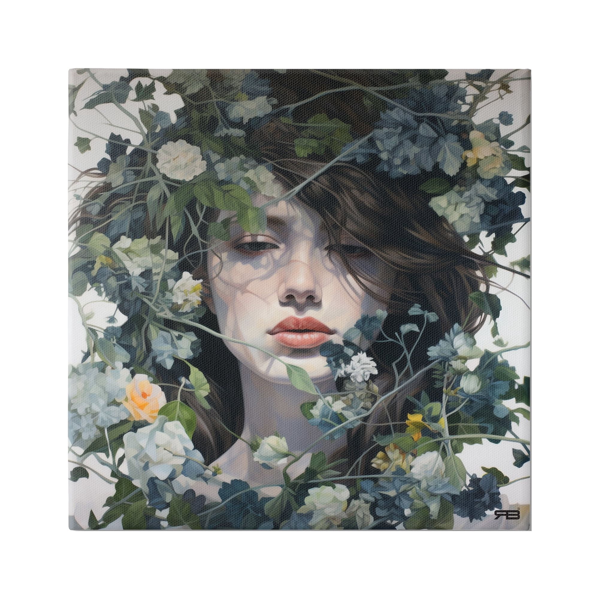 Stupell Industries Woman with Green Blossoms Botanical & Floral Painting Gallery Wrapped Canvas Art Print Wall Art, 30 x 30