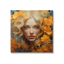Stupell Industries Woman with Intense Gaze Botanical & Floral Painting Gallery Wrapped Canvas Art Print Wall Art, 17 x 17