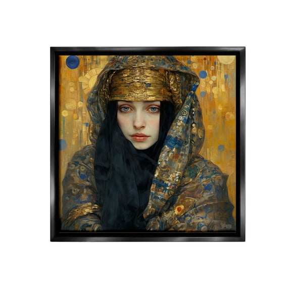 Stupell Industries Woman with Ornate Veil Abstract Painting Black Floater Framed Canvas Art Print Wall Art, 18 x 18