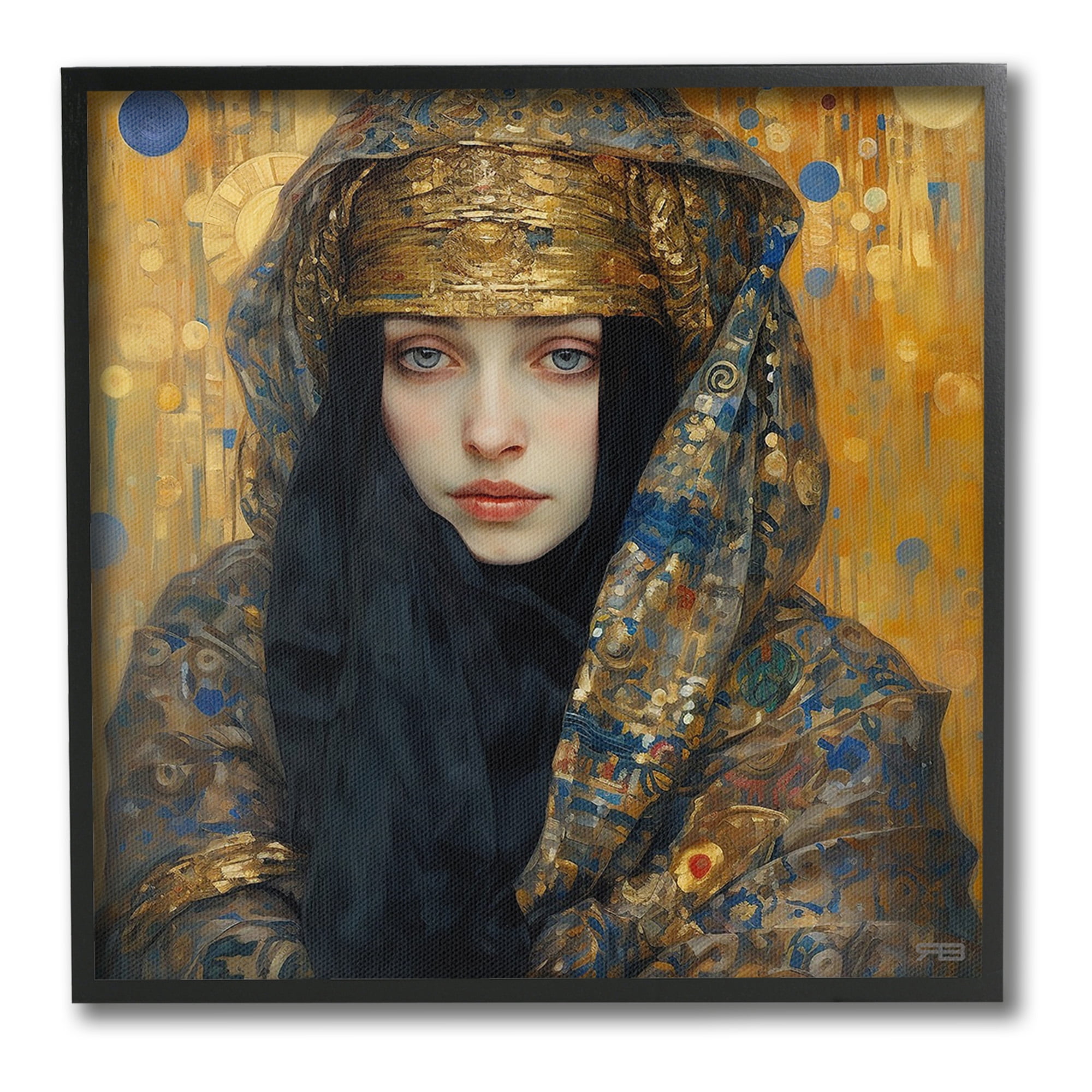 Stupell Industries Woman with Ornate Veil Abstract Painting Black Framed Art Print Wall Art, 17 x 17