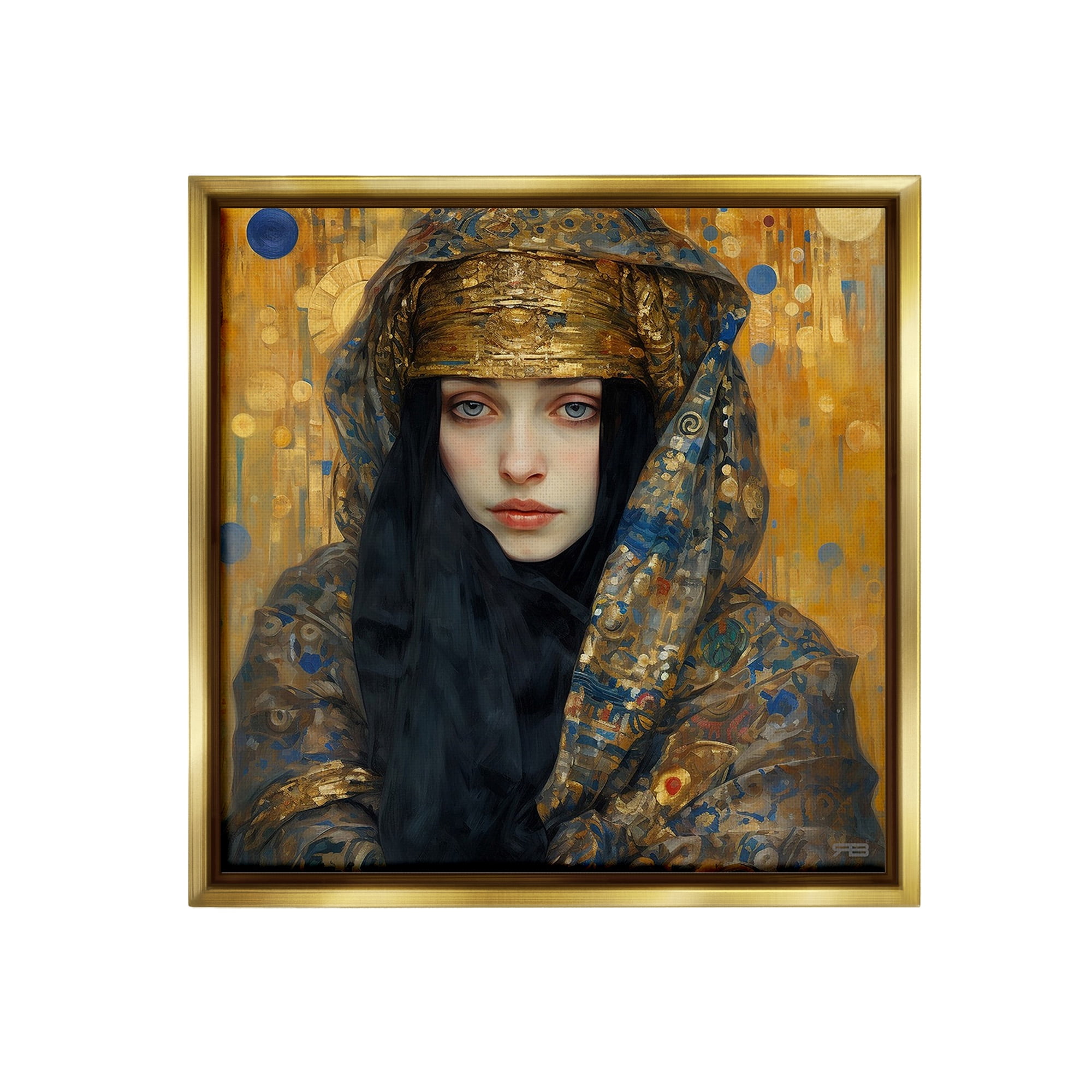 Stupell Industries Woman with Ornate Veil Abstract Painting Gold Floater Framed Canvas Art Print Wall Art, 25 x 25