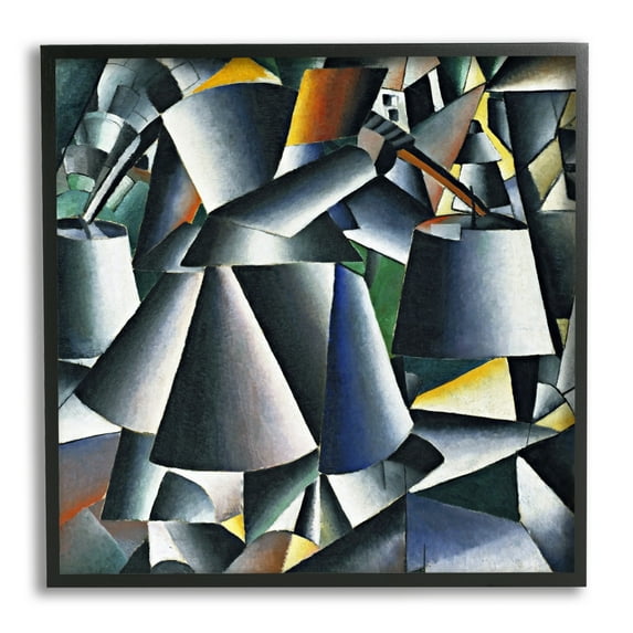 Stupell Industries Woman with Pails Kazimir Malevich Classic Abstract Painting Painting Black Framed Art Print Wall Art, Design by one1000paintings