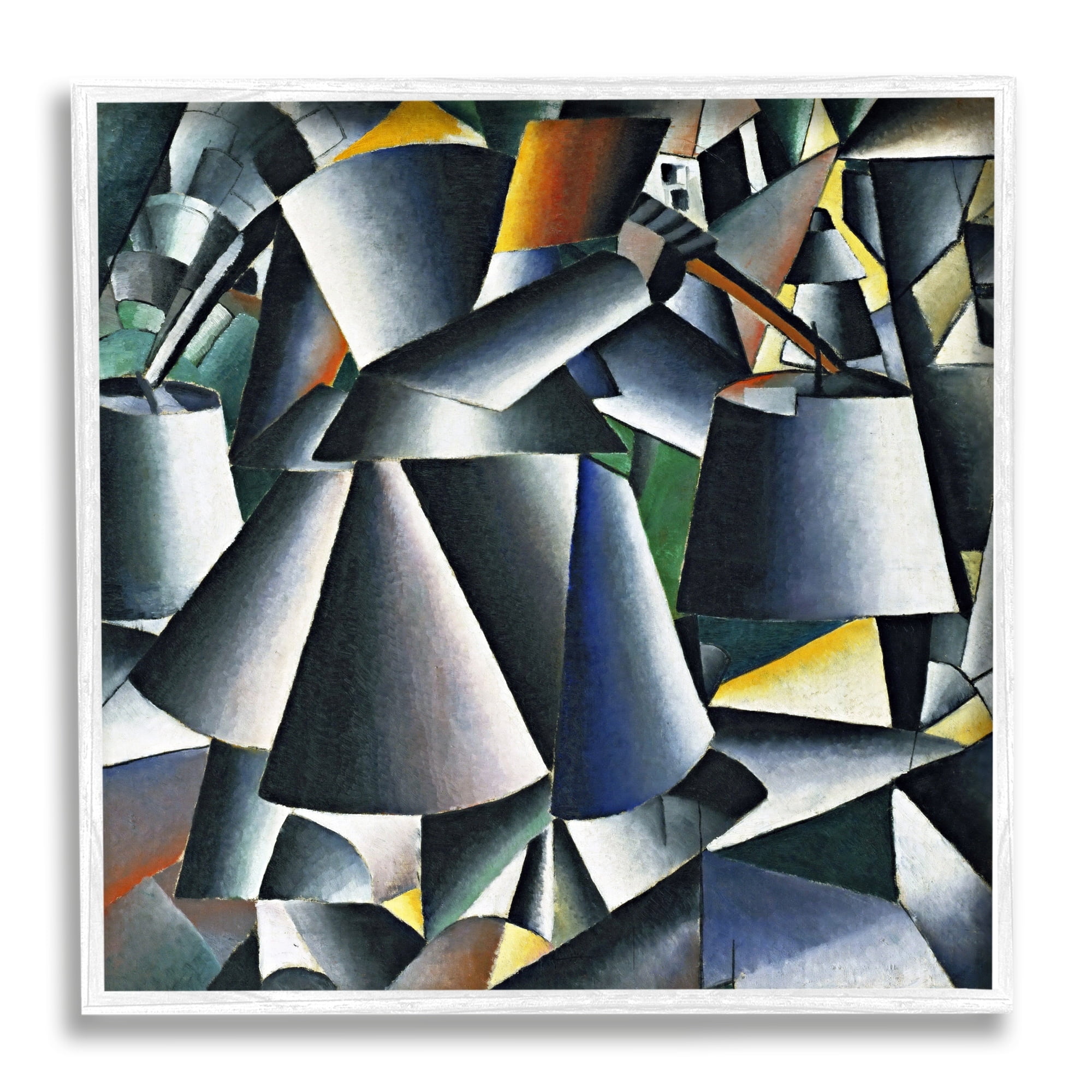 Stupell Industries Woman with Pails Kazimir Malevich Classic Abstract Painting Painting White Framed Art Print Wall Art, Design by one1000paintings