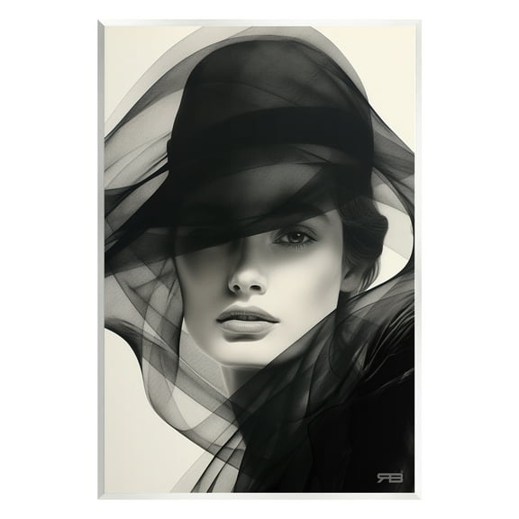 Stupell Industries Woman with Swirling Hat Beauty & Fashion Painting Unframed Art Print Wall Art, 10 x 15