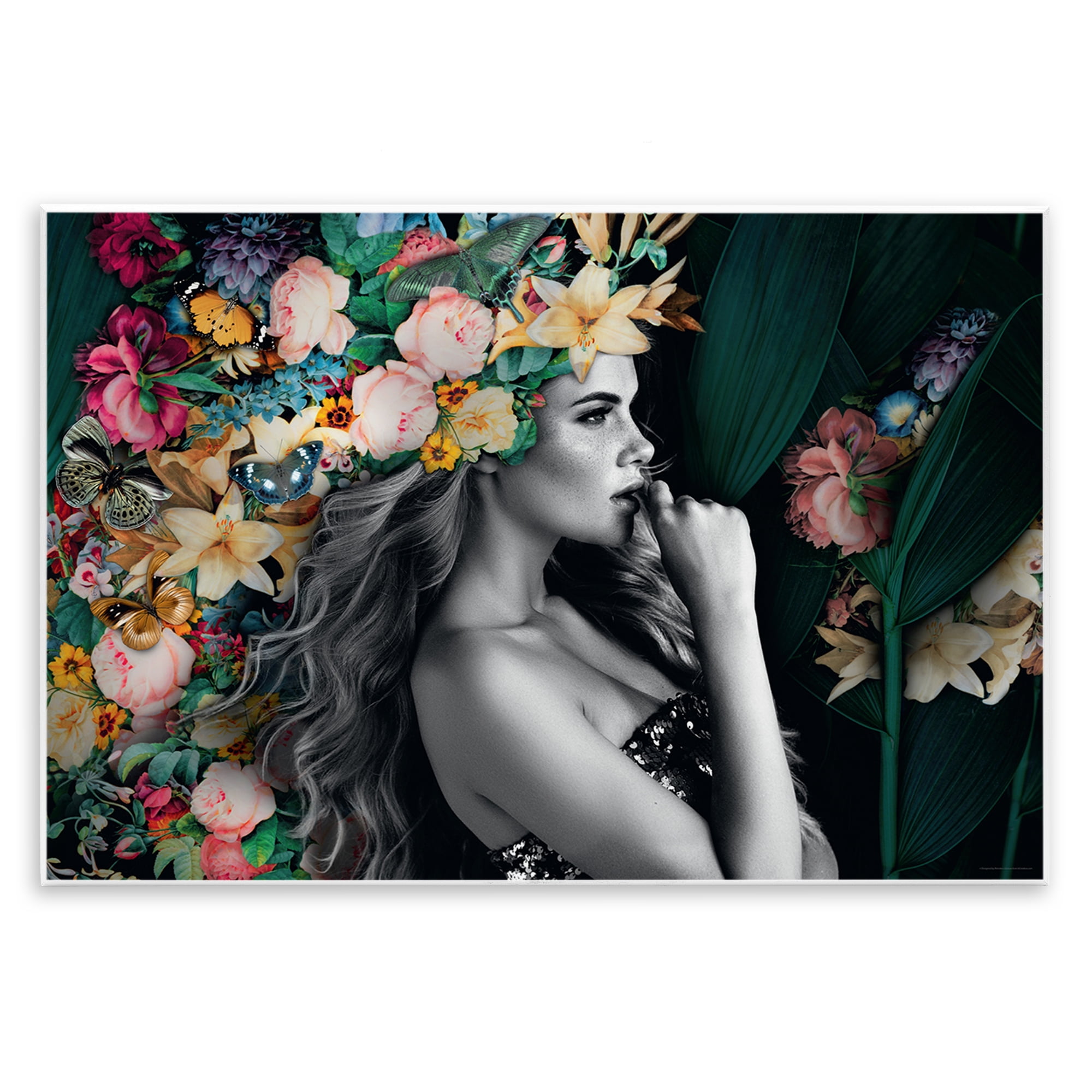 Stupell Industries Woman with Tropical Flowers Plants & Flowers Painting Unframed Art Print Wall Art, 19 x 13