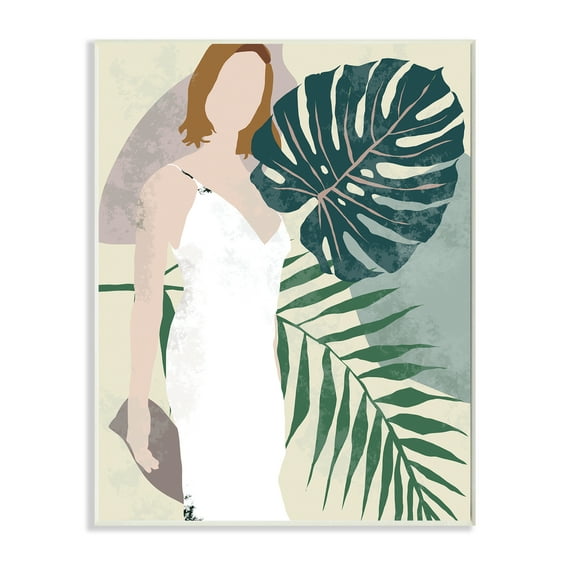 Stupell Industries Woman with Tropical Palms Shaded Plants Wall Plaque, 10 x 15, Design by Melissa Wang