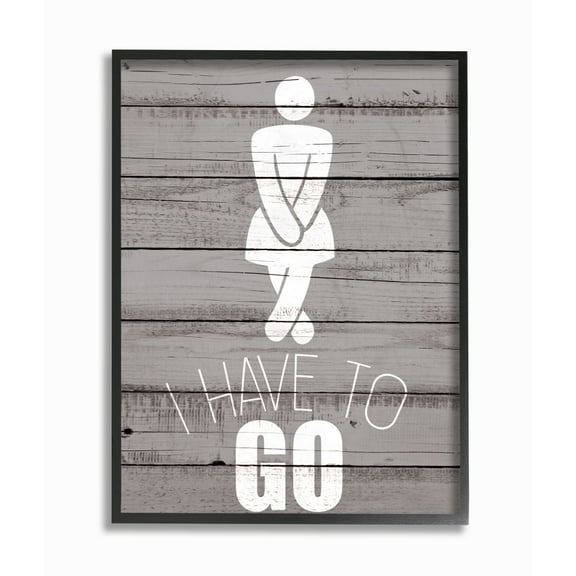 Stupell Industries Womans Room I Have To Go Funny Wood Texture Bath Word Design Graphic Art Black Framed Art Print Wall Art, 11x14, by Kim Allen
